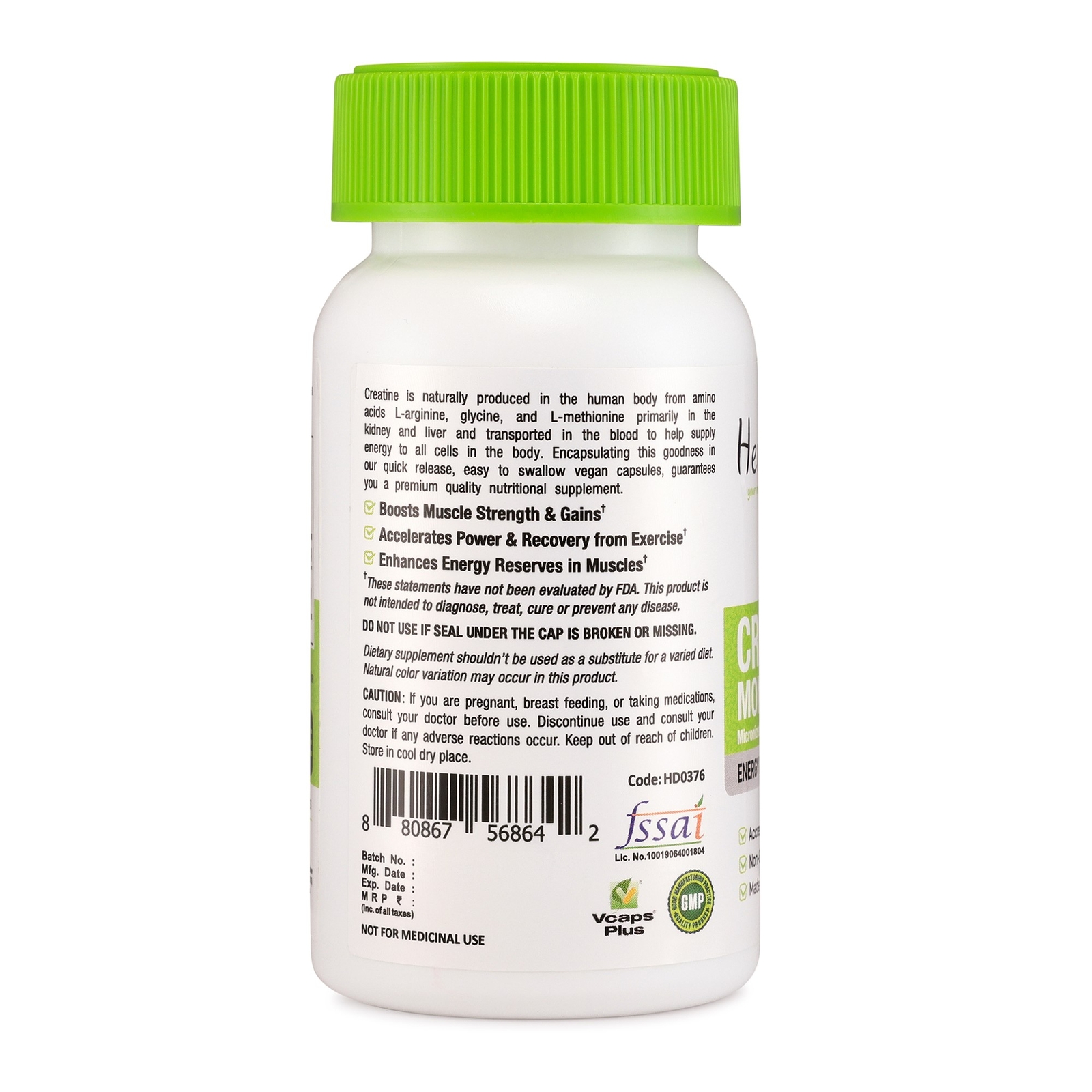 Micronized Creatine Monohydrate Capsules Muscle Growth Support Bodybuilding