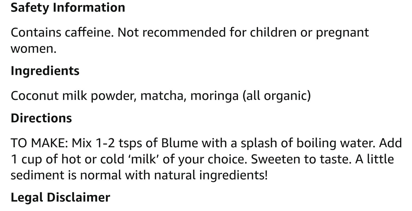 Blume SUPERFOOD LATTE BLEND 3.5 oz (25 Ser) Matcha Coconut Flavor BEST BY 08/26