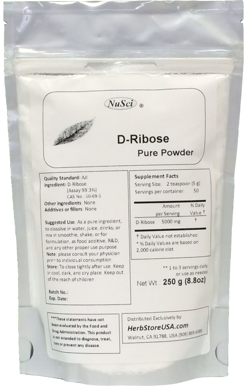 NuSci 250g Pure D-Ribose Powder (8.8oz) energy well-being sport