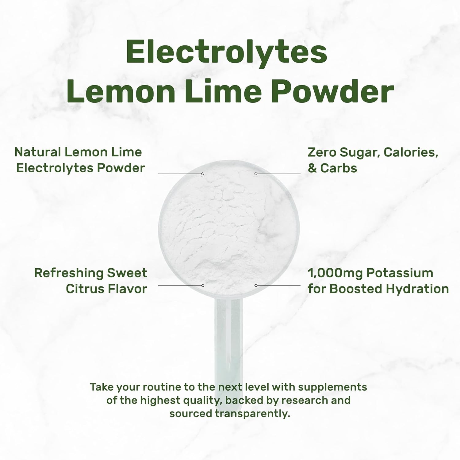 Electrolytes Powder, 1lb (69 Servings) – No Sugar, Lemon Lime – Hydration Supple