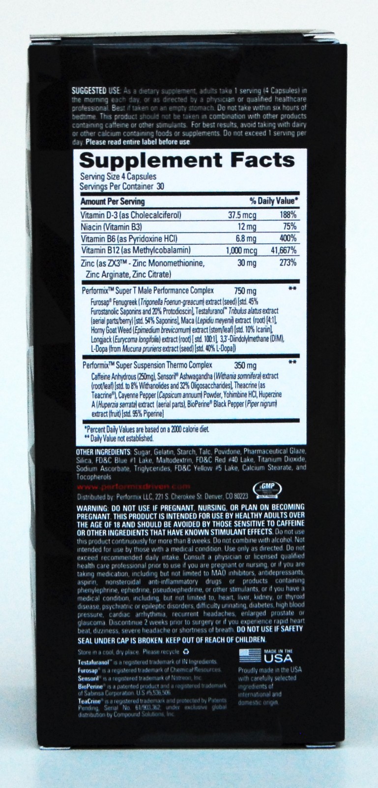 Performix Super Male T v2x, 120 capsules, thermogenic and energy enhancement
