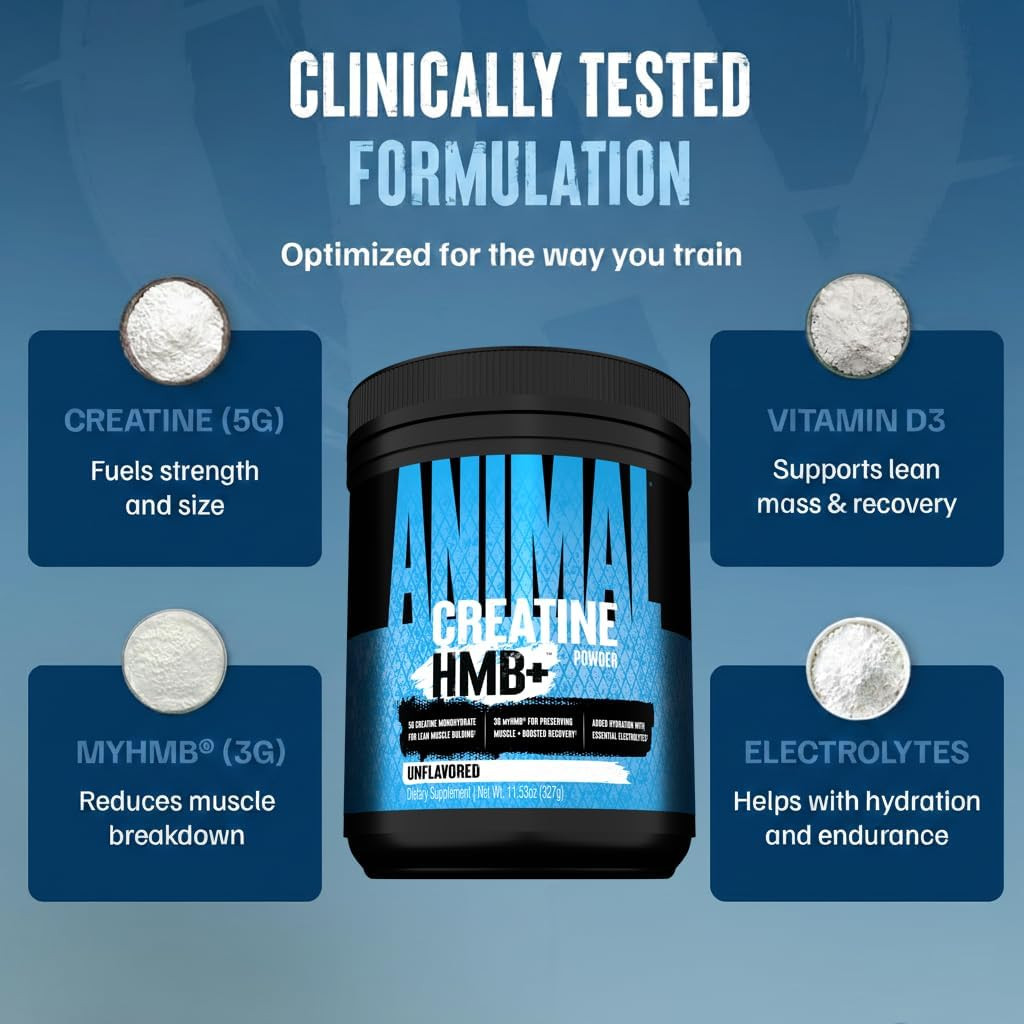 Creatine HMB Powder – 3G Myhmb + 5G Creatine with Electrolytes for Recovery & Da
