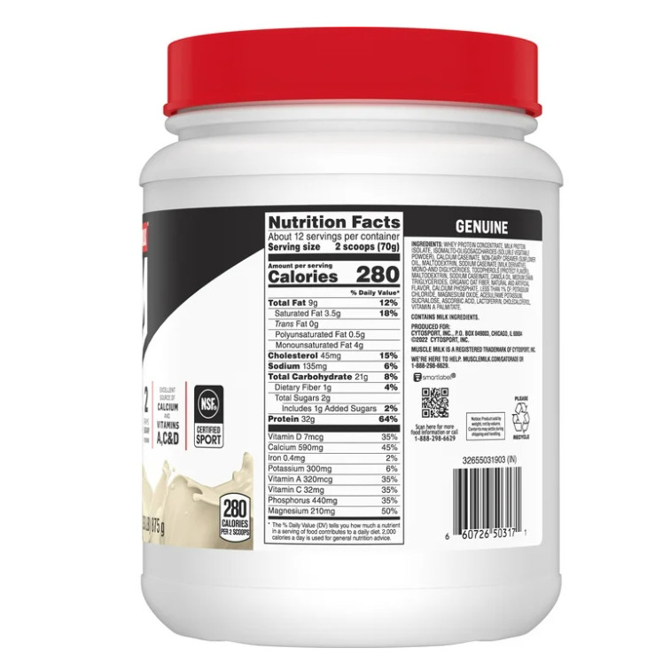 Muscle Milk Genuine Vanilla Protein Powder 32g Protein 1.9LB