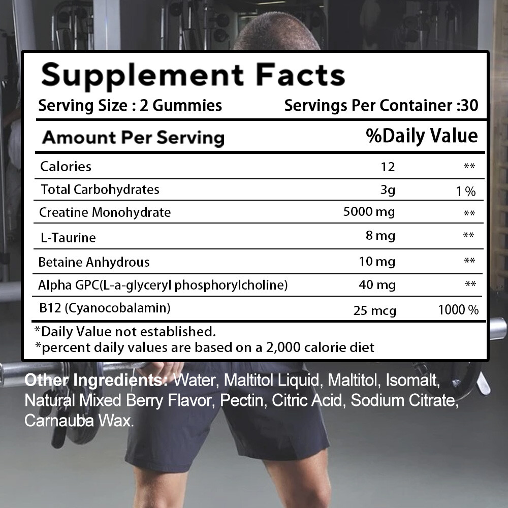 Creatine Monohydrate 5000 Mg Promotes Muscle Growth And Recovery 60Gummies
