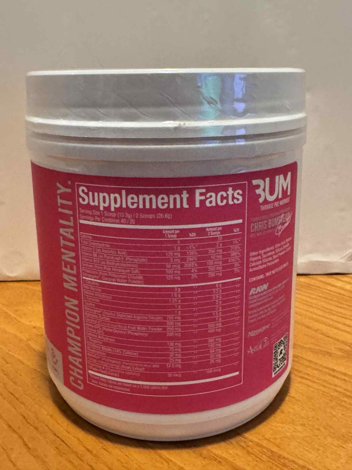 RAW Nutrition CBUM Essential Pre Workout Dragon Fruit 18.77oz Exp 03/2027