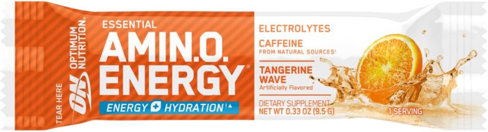 On-the-Go Amino Energy Powder with Electrolytes – 7 Stick Packs, Tangerine Wave