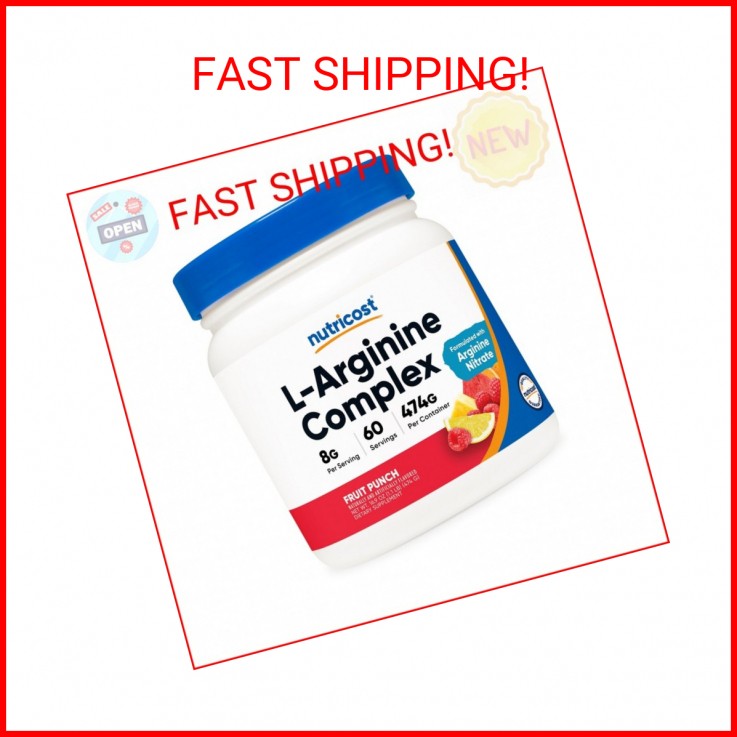 Nutricost L-Arginine Complex (Fruit Punch, 60 Servings) – Gluten Free, Non-GMO