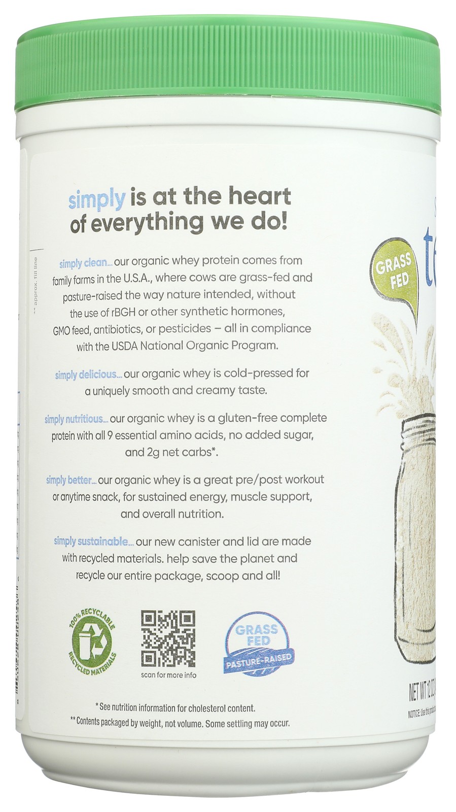 Simply Tera’S Organic Plain Unsweetened Whey Protein 12 Oz 1 Pack