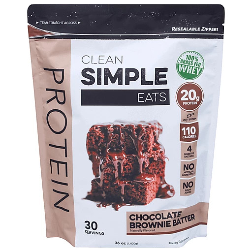 Clean Simple Eats Protein Powder Chocolate Brownie Batter 36oz 20g protein