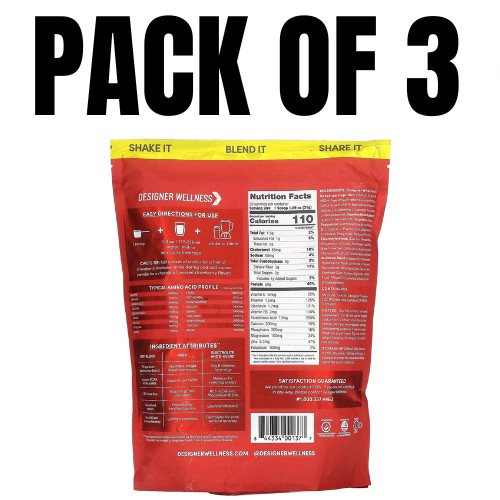 Designer Whey Natural 100% Whey Protein – Strawberry – 2 lbs Each (Pack of 3)