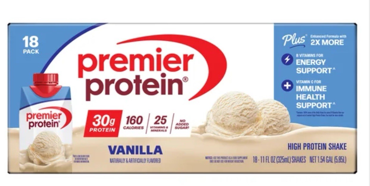Premier Protein PLUS Energy and Immune Support, 11 fl oz, 18-pack – Vanilla 🍨