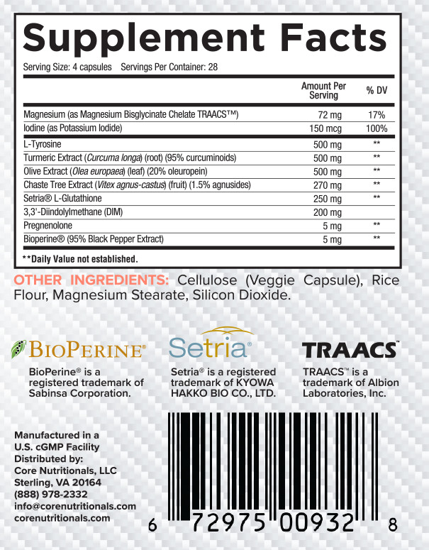 Core Nutritionals Poise Female Hormone & Thyroid – Relieve Menstrual Symptoms