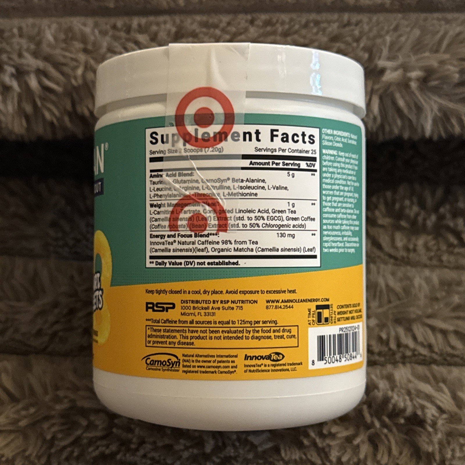 RSP Nutrition AminoLean x Smart Sweets Pre-Workout Energy Supplements Peach Ring
