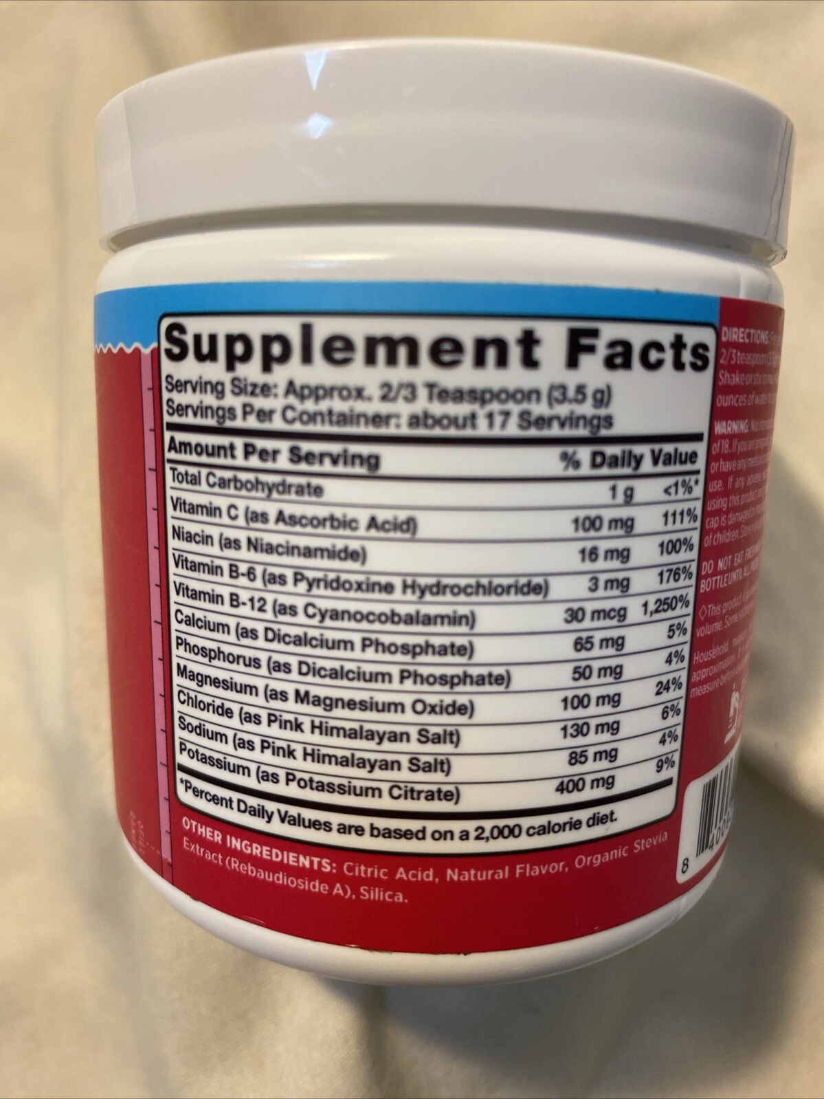 Pink Clectrolyte Hydration Powder Lemon Flavored 17 Servings Exp 10/26