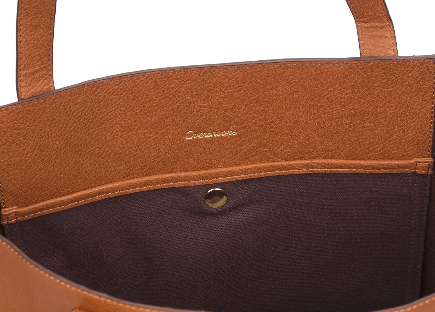 Large Vegan Leather Tote – Womens Slouchy Shoulder Bag with Open Top Tan