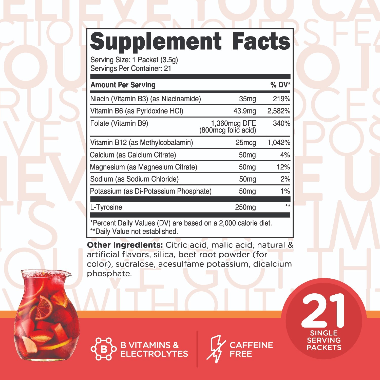 TransformHQ Hydration Electrolyte Drink Mix (Fruit Punch) 21 Packets