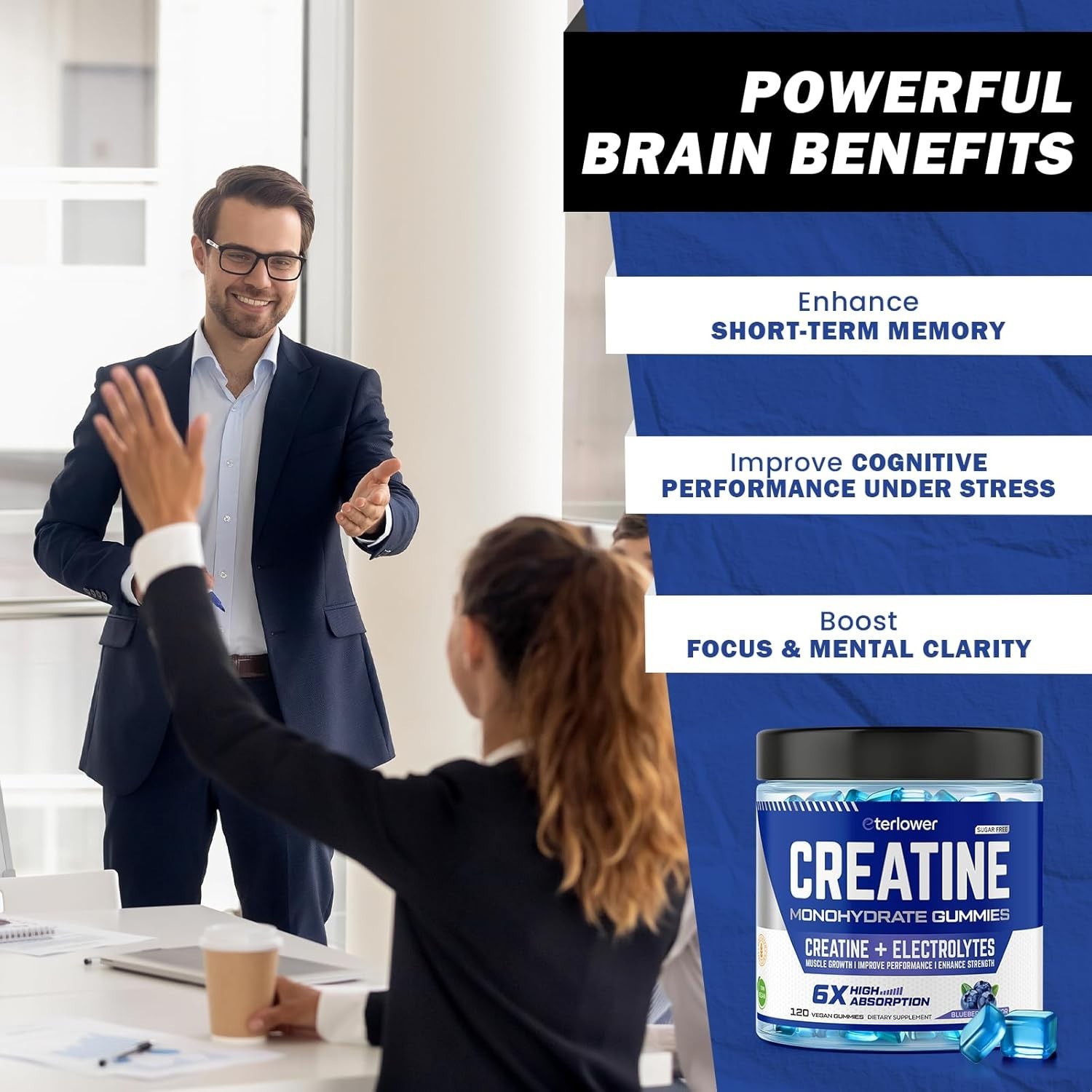 Creatine Monohydrate Gummies 5g Pre-Workout Energy Muscle Growth 120 Count