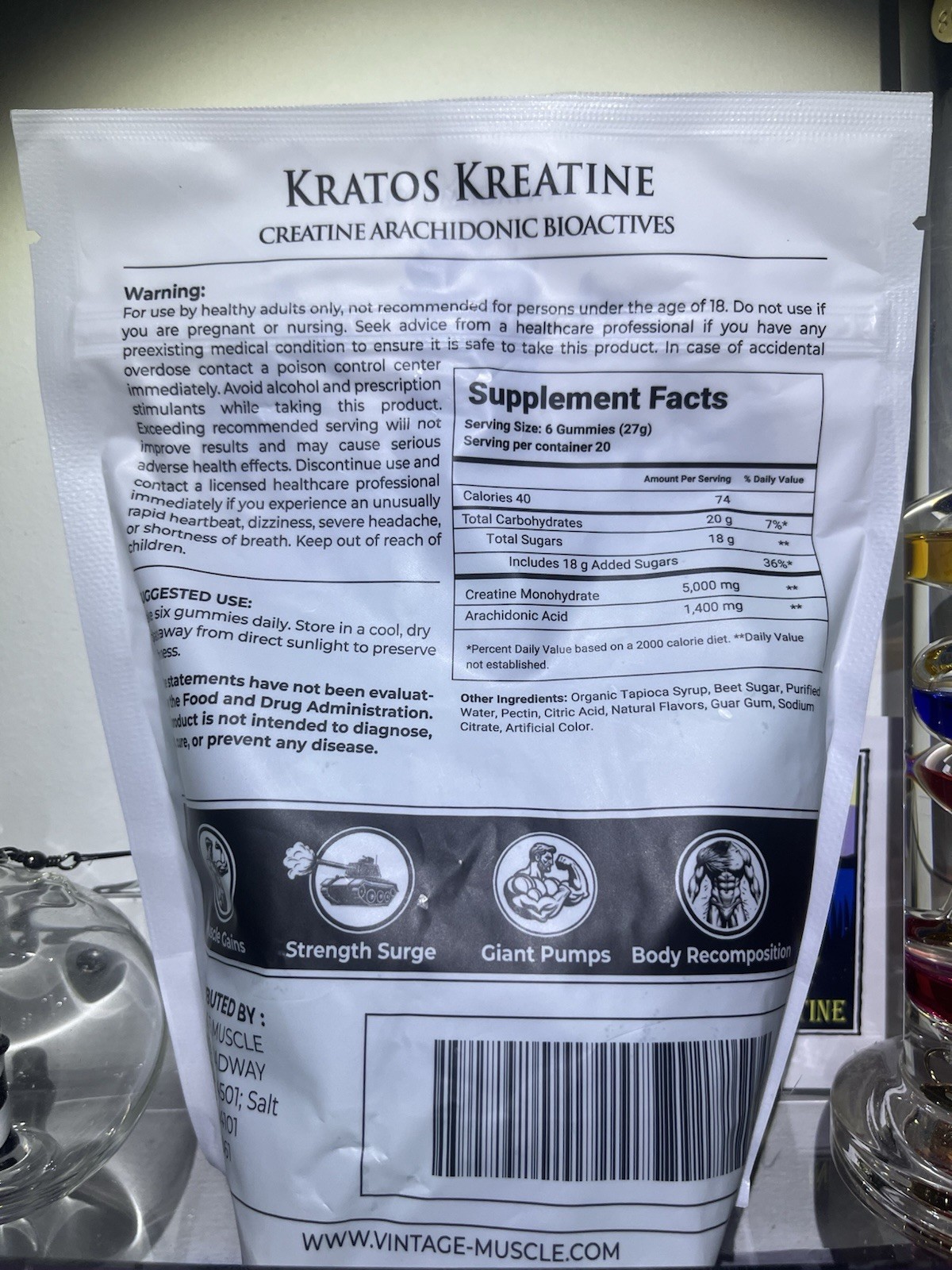 Kratos Micronized Creatine Gummy’s W/Arachidonic Acid By Vintage Muscle💪🏛️