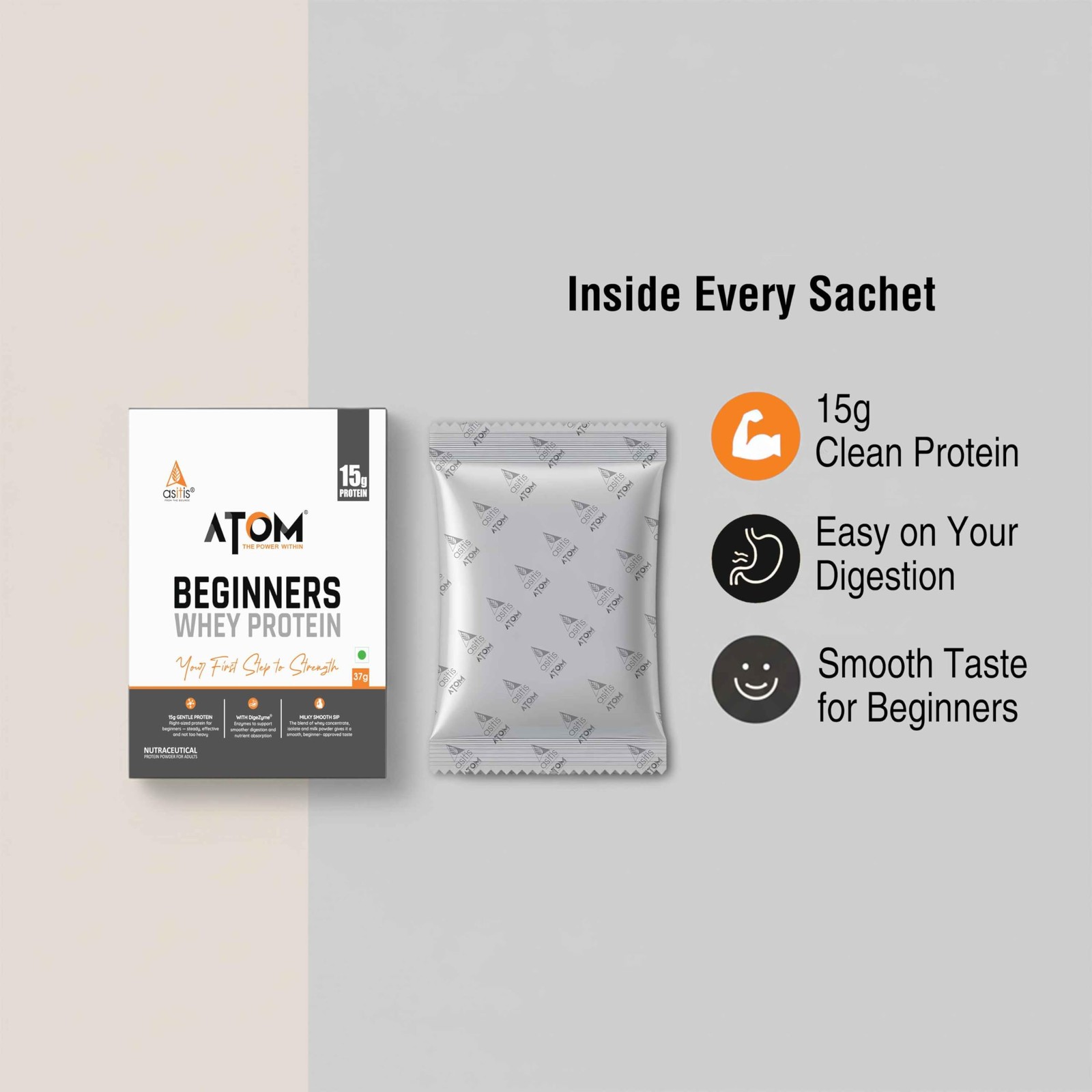 AS-IT-IS ATOM Beginners Whey 37g 15g Protein
