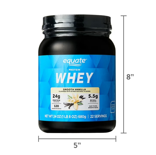 2 Pack Equate Whey Protein Powder, Smooth Vanilla, 24 oz