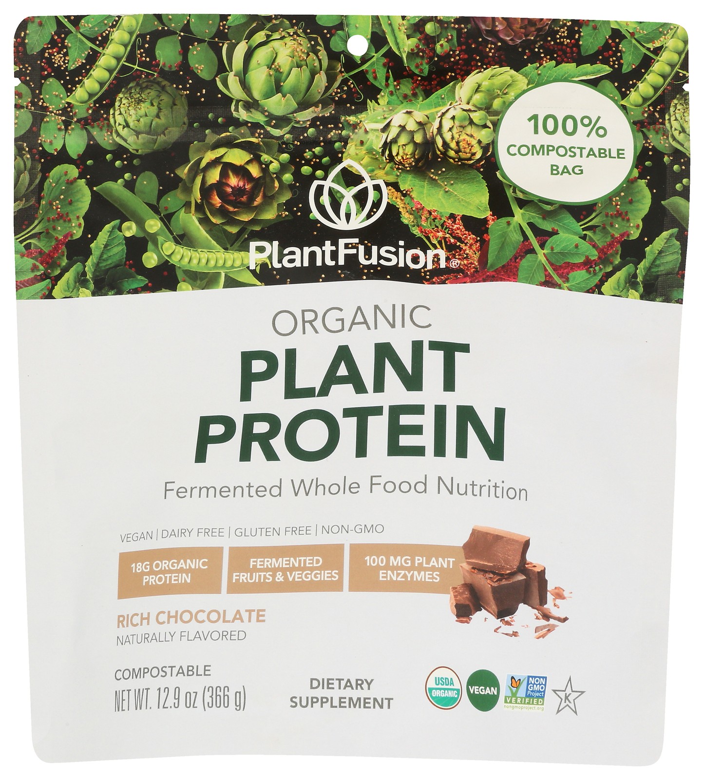 Plantfusion Organic Chocolate Plant Protein Powder 18 Grams 1 Pack