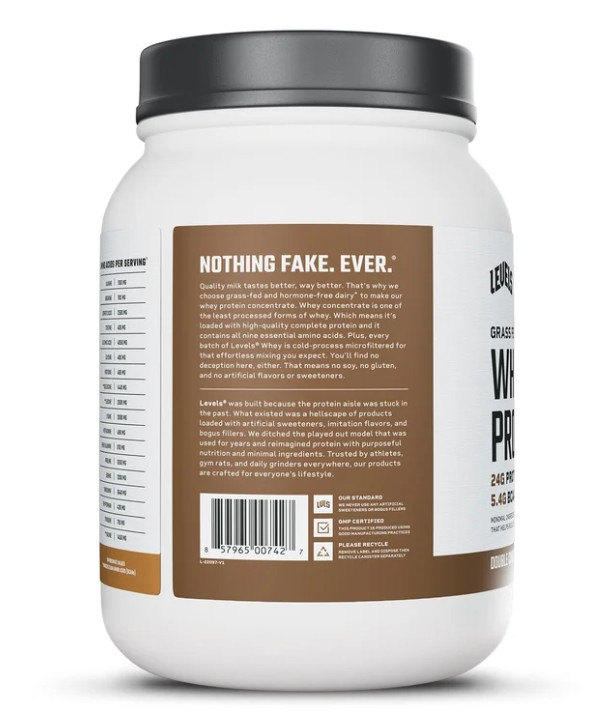 Levels Grass Fed Whey Protein, Double Chocolate, 1.48 lb