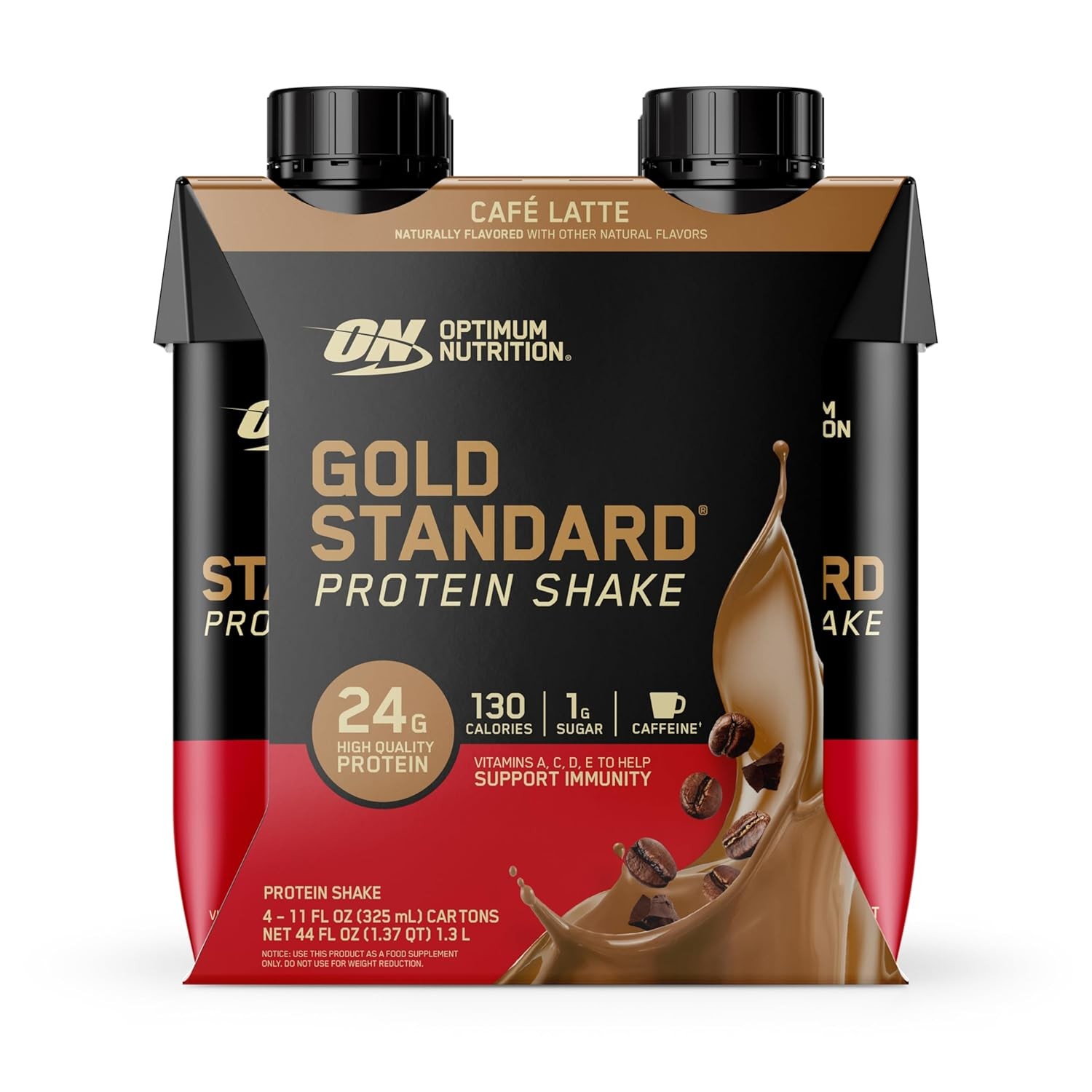 12-PK Gold Standard Protein Shake, 24g Protein 11 fl oz CAFE LATTE Protein Shake