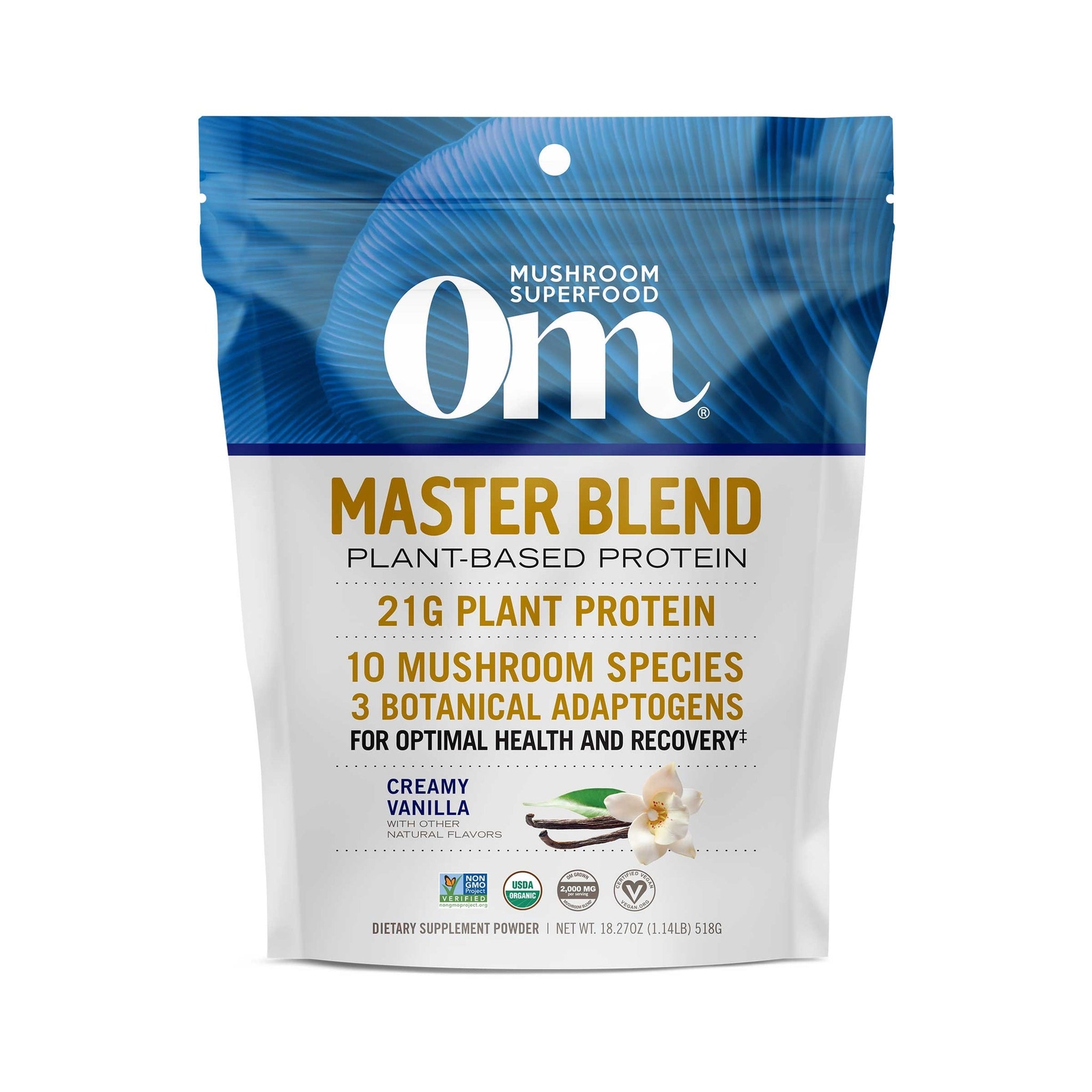 Om Master Blend Plant-Based Protein Powder Creamy Vanilla Flavor 18.27 Oz