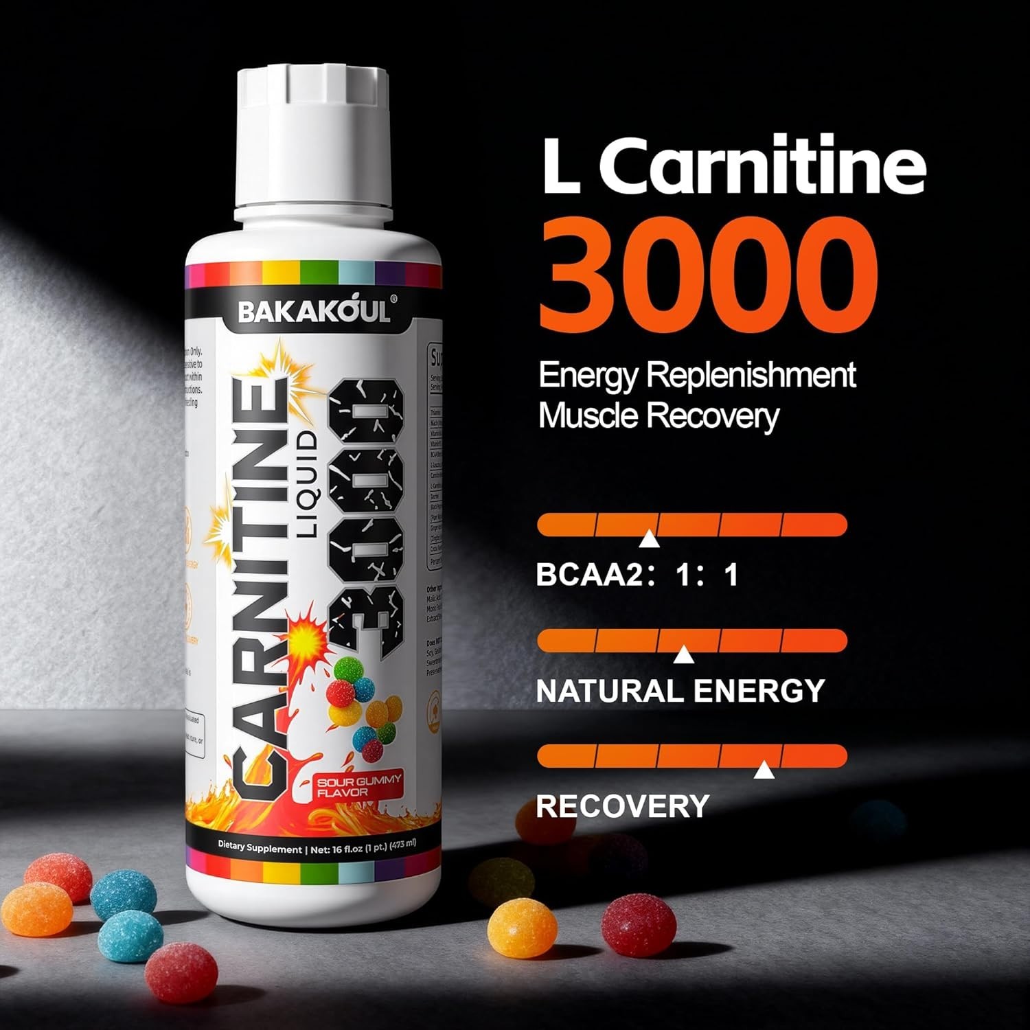 L Carnitine Supplement Liquid 3000 mg, with BCAA Sports Supplements, Help Suppor