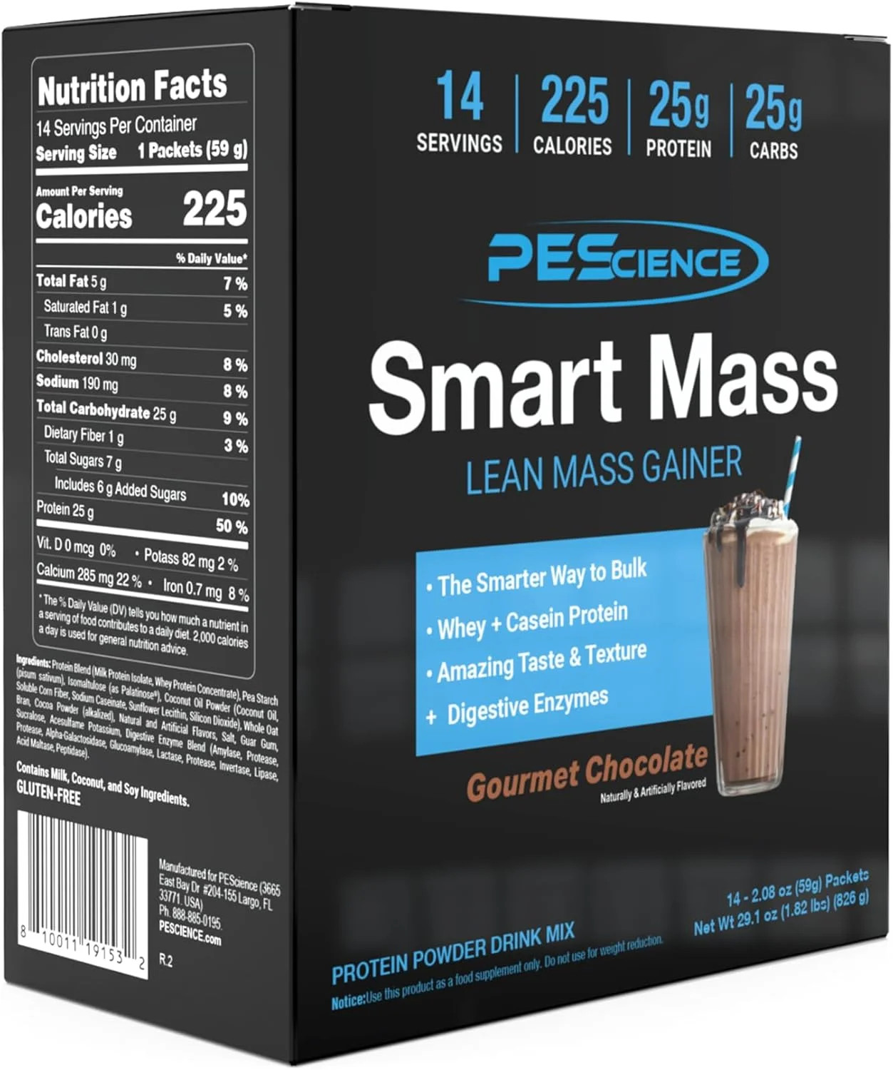 PEScience Smart Mass Gainer, Lean Muscle Weight Gainer, Whey Protein & Casein Pr