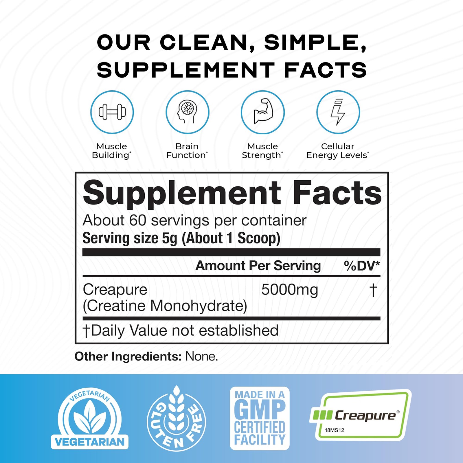 Muscle Feast Creapure Creatine Monohydrate Powder, Vegan 300 Gram, Unflavored
