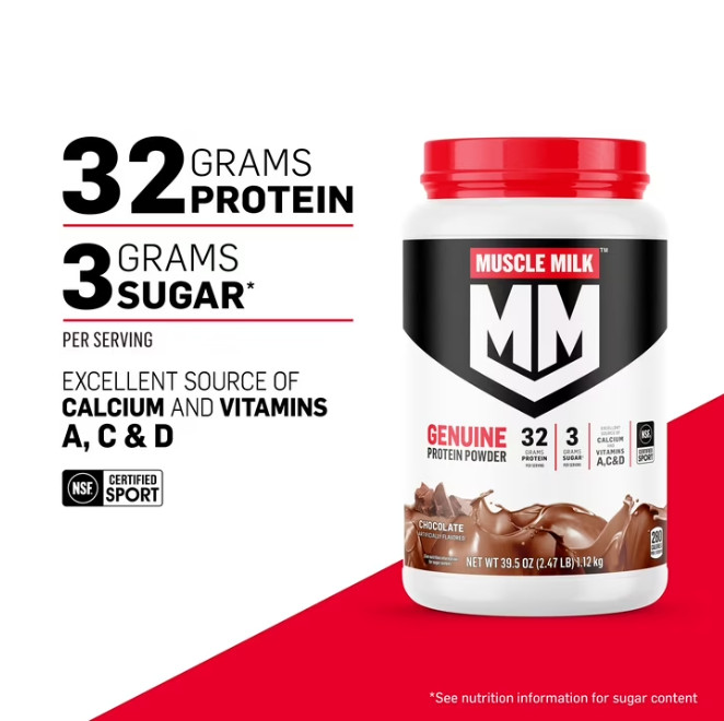 2 Pack Muscle Milk Genuine Protein Powder, Chocolate, 1.93 Pound, 12 Servings