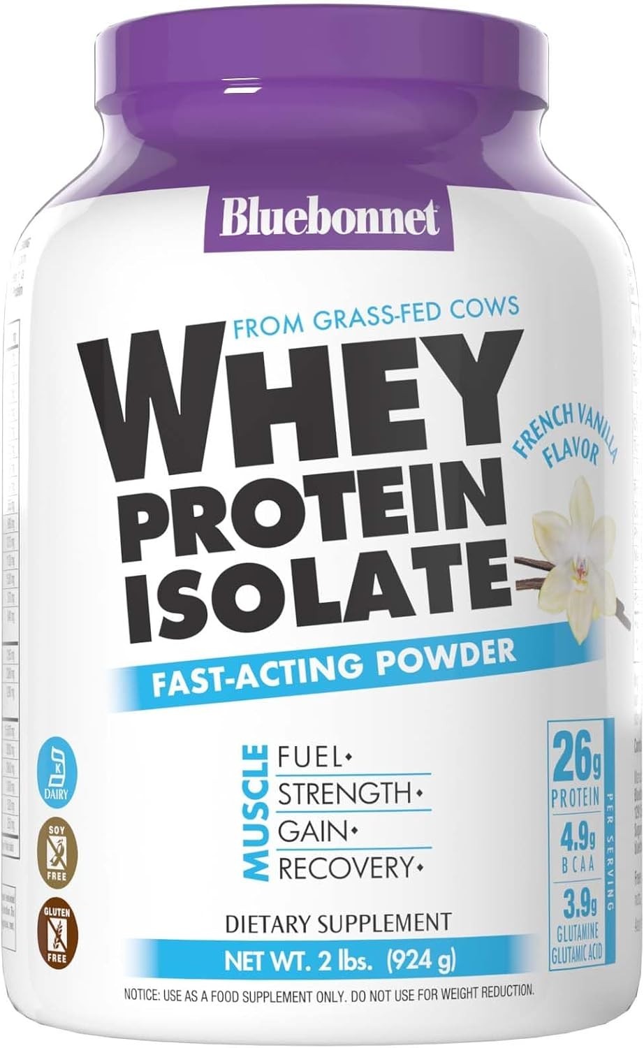 BlueBonnet Whey Protein Isolate Powder 2 Lbs 28 Servings French Vanilla