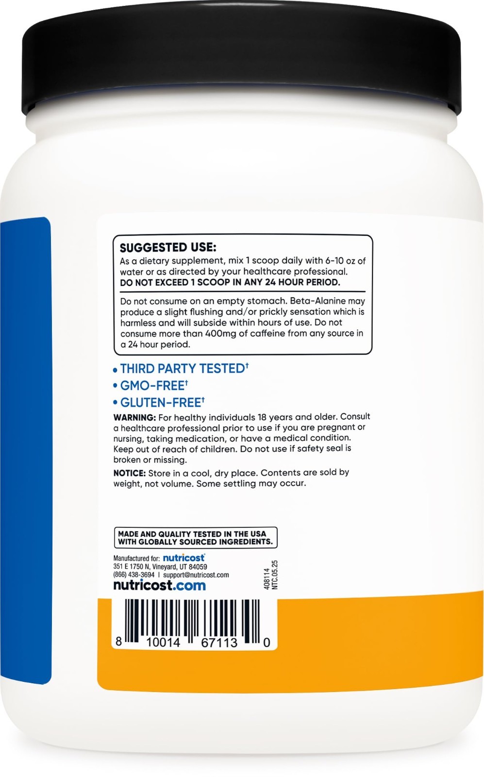Pre-Workout Powder Complex – Peach Mango Flavor, 60 Servings, Vegan, Gluten-Free