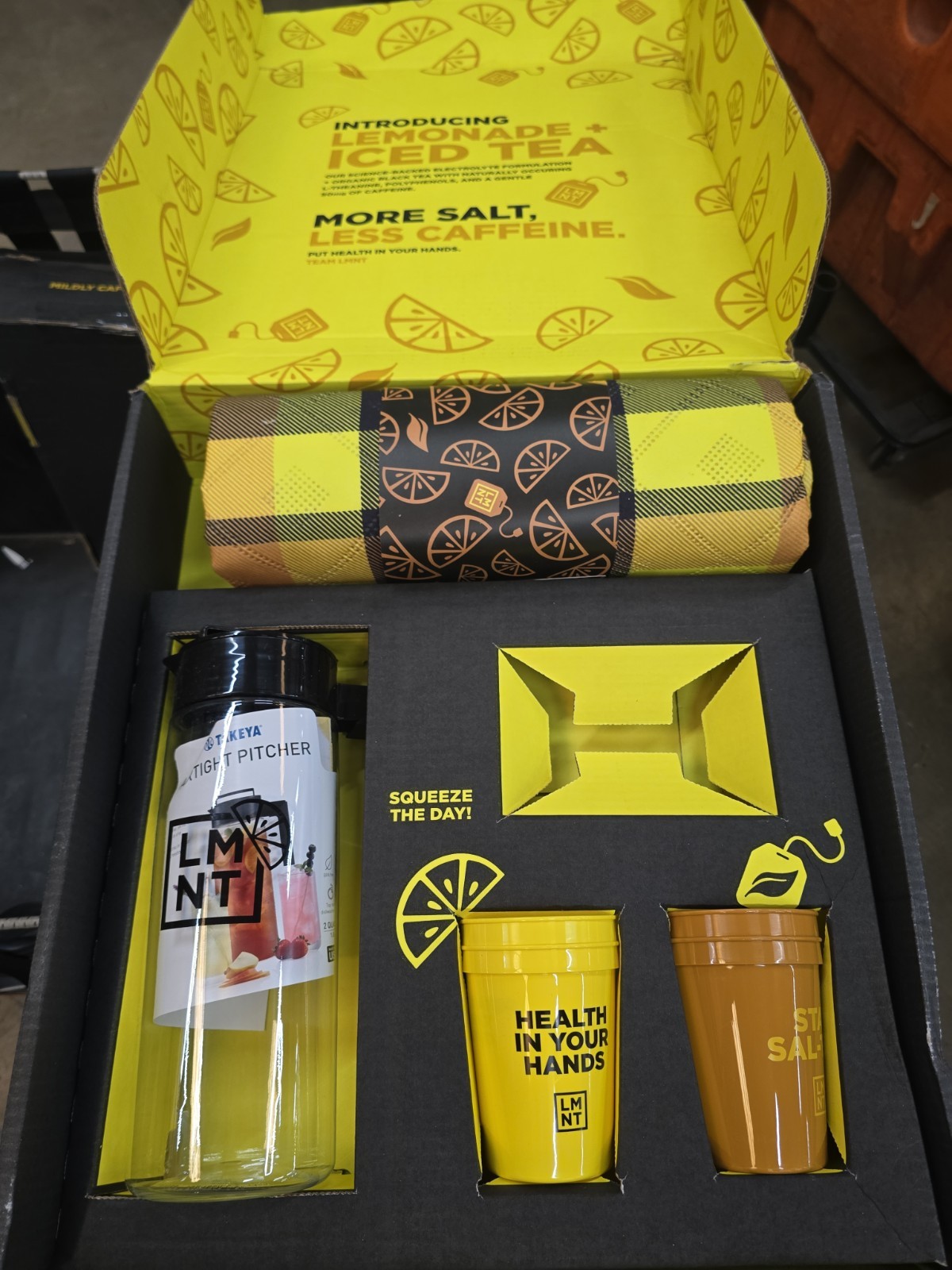 LMNT Lemonade + Iced Tea Kit: 2 Qt. Pitcher , Picnic Blanket, (4) Cups,
