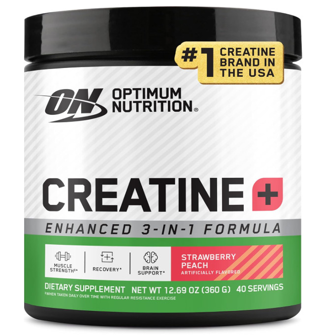 Optimum Nutrition Creatine Monohydrate Plus Powder, Strawberry Peach Flavored