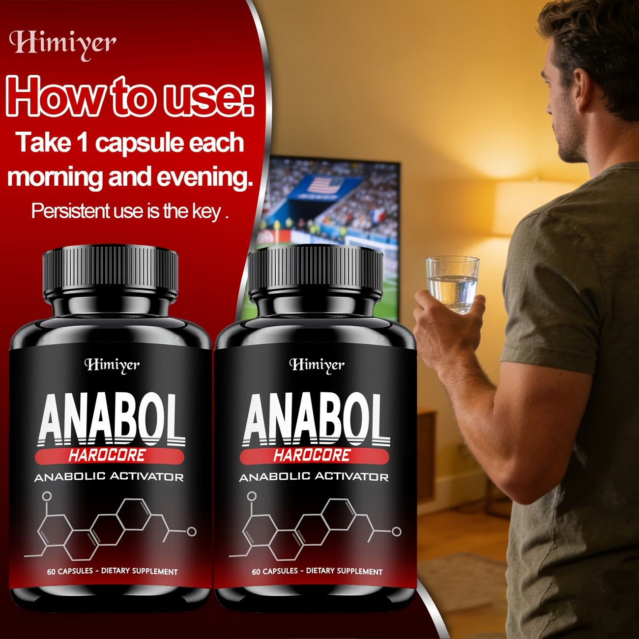 2PC Anabol Hardcore Advanced Bodybuilding Supplement | 60 Capsules | for Energy
