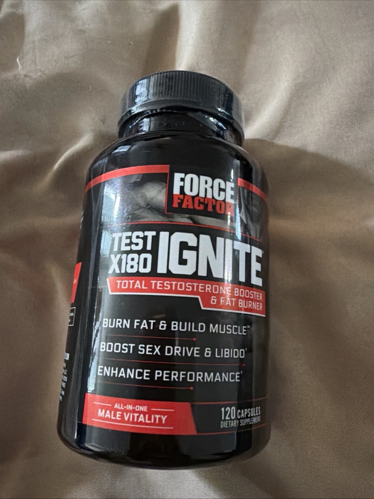 Force Factor Test X180 Ignite Total Testosterone Booster for Men | 120 Capsules