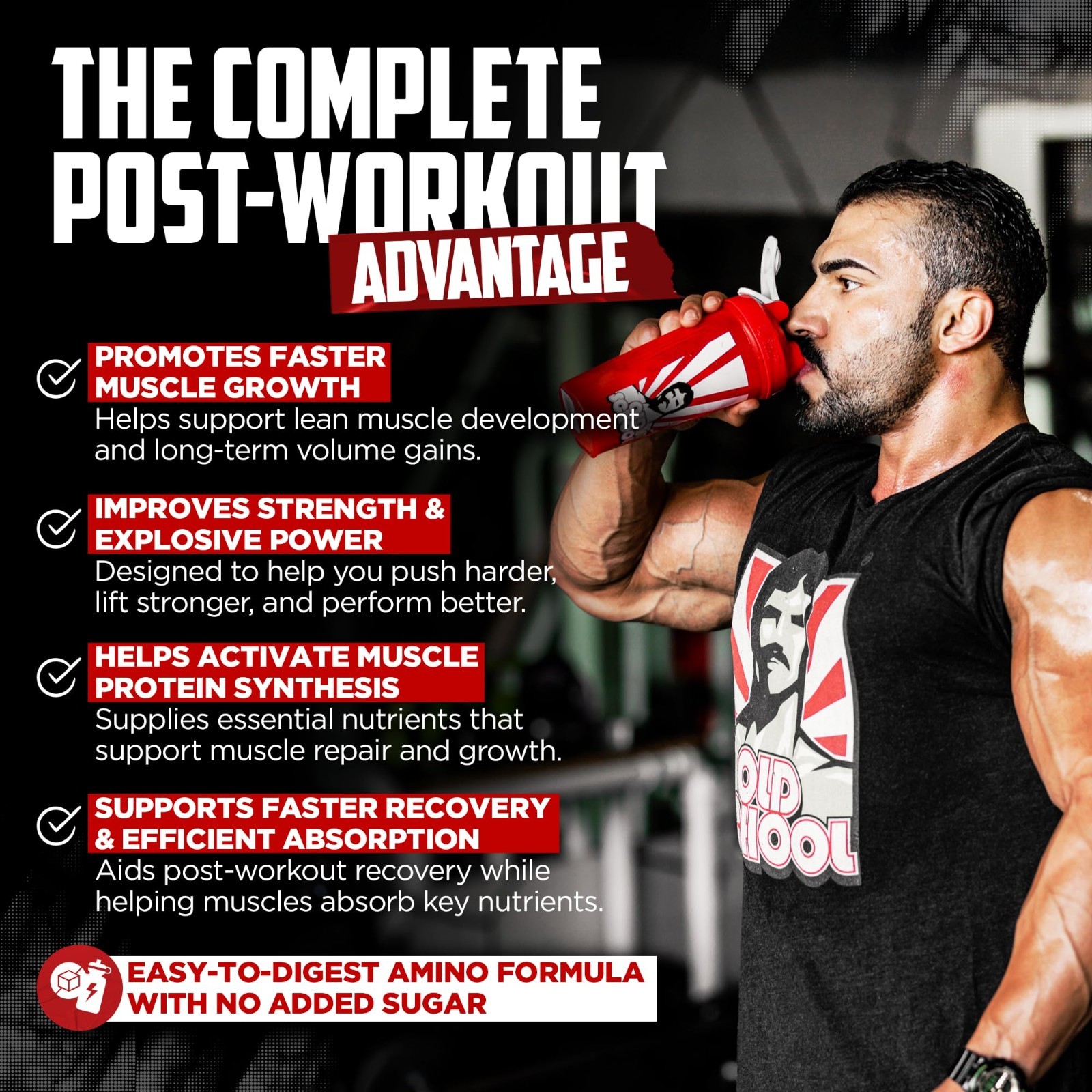 Vintage Build Post-Workout Recovery Powder – BCAAs, Creatine, L-Glutamine, Juicy