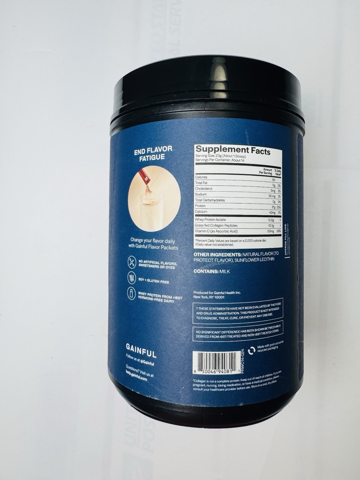 Gainful Whey Protein 21g with Collagen 10g Unflavored, 11.4oz