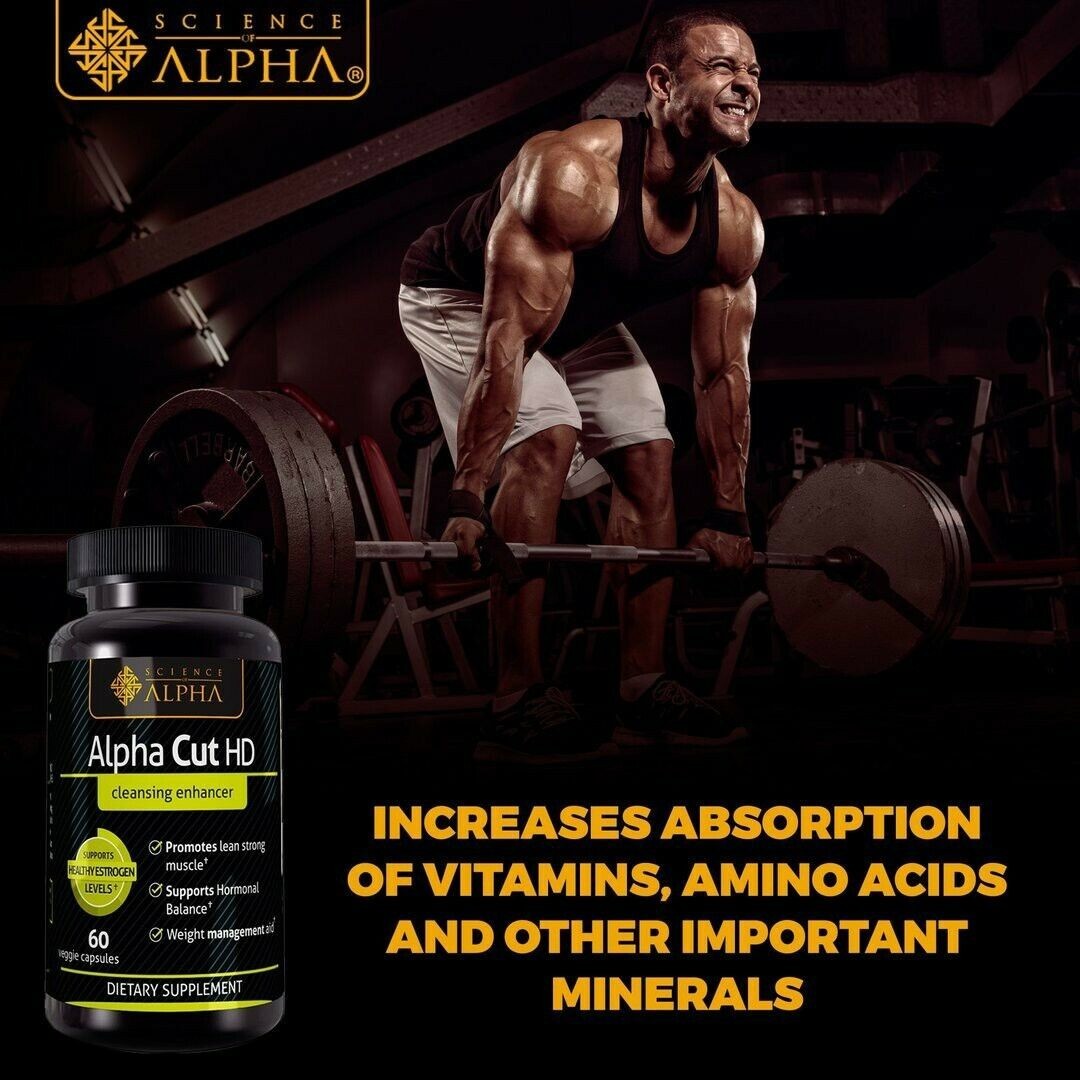 Science of Alpha – Alpha Cut HD Nitric Oxide Enhancer 60 Veggie Capsules Energy