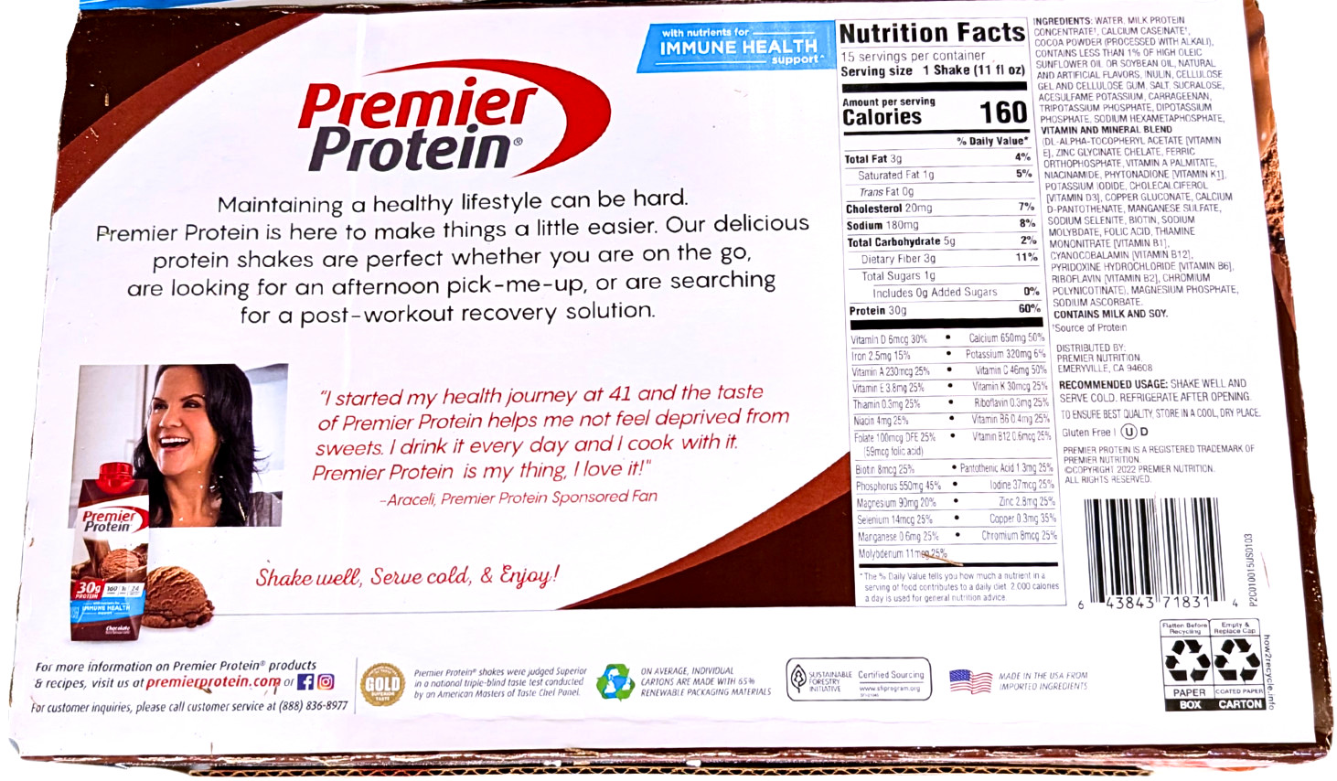 Premier Protein 30g High Protein Shake Chocolate 15 x 11 Fl Oz EXP 06/2026