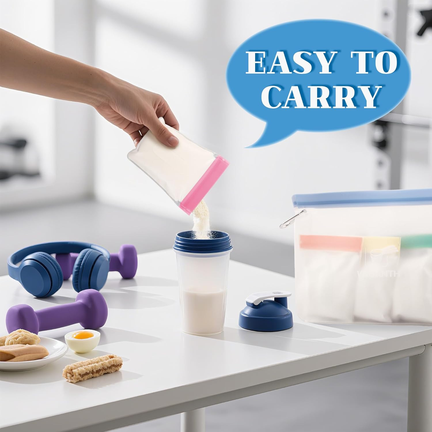 Protein Powder Travel Container Set,Reusable Powder Supplement Container to Go,2