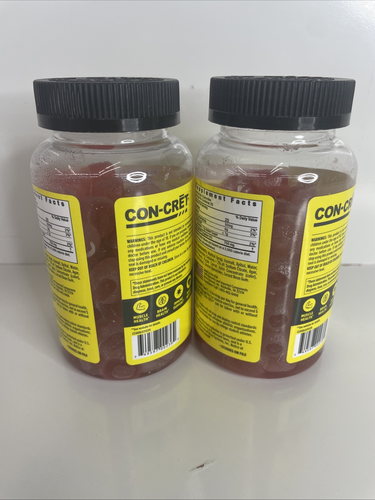 2 Pack CON-CRET Creatine Gummies Berry Zing Flavor, 60 Count Each BBD 12/26