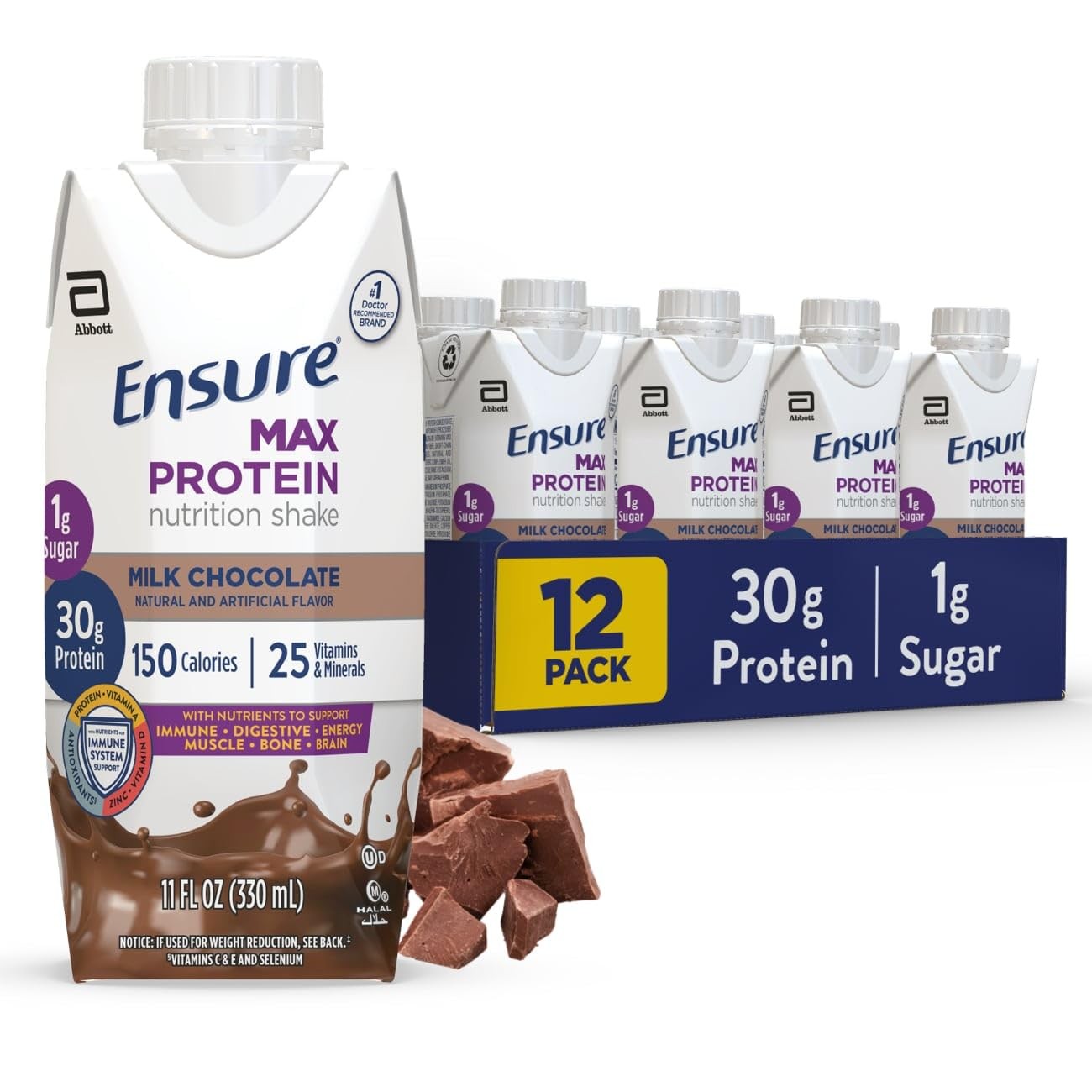 Ensure Max Protein Shake Milk Chocolate 30g Protein 1g Sugar 4g Fiber 11 fl oz