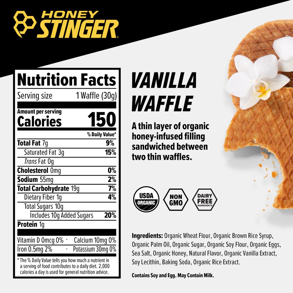 Honey Stinger Organic Waffle – Vanilla, Box of 12