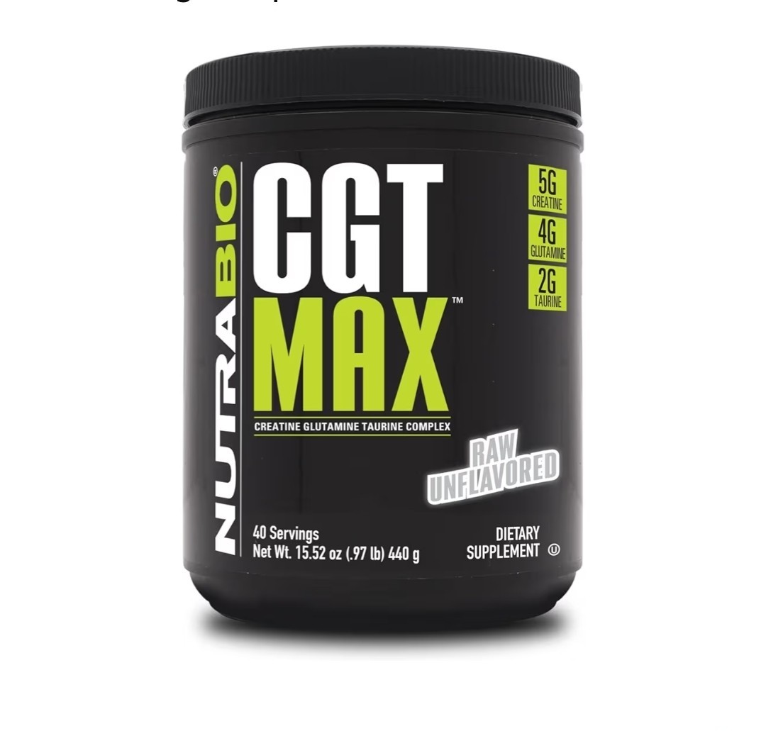 New NutraBio CGT-MAX Powder- Creatine, Glutamine & Taurine Muscle Support
