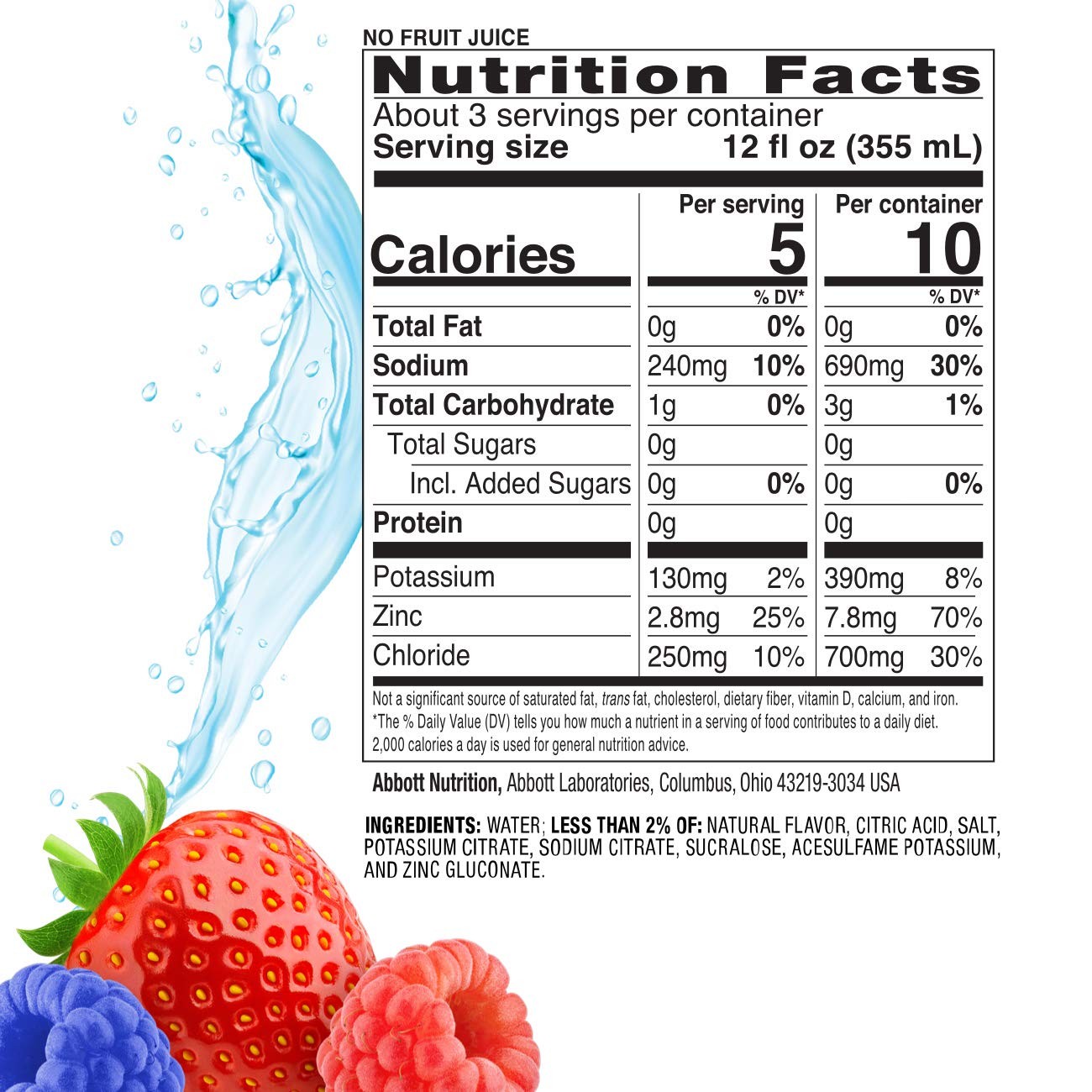 Pedialyte Electrolyte Water Berry Frost 33.8oz