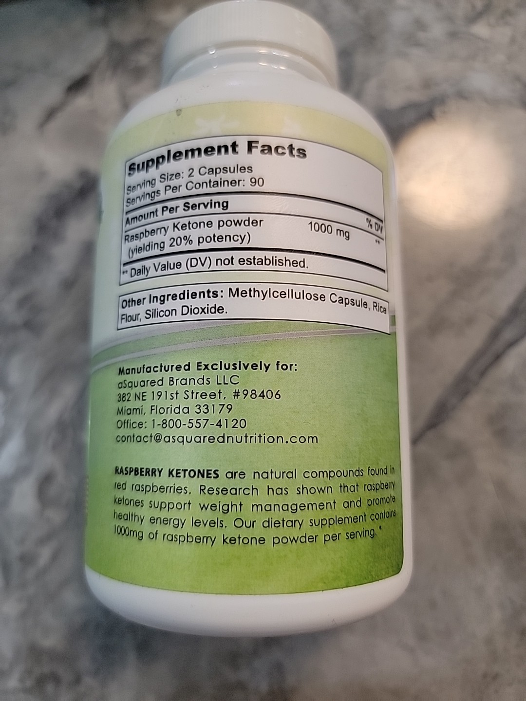 100% Pure Raspberry Ketones 1000mg 180 Capsules All Natural Weight Loss Exp 5/27