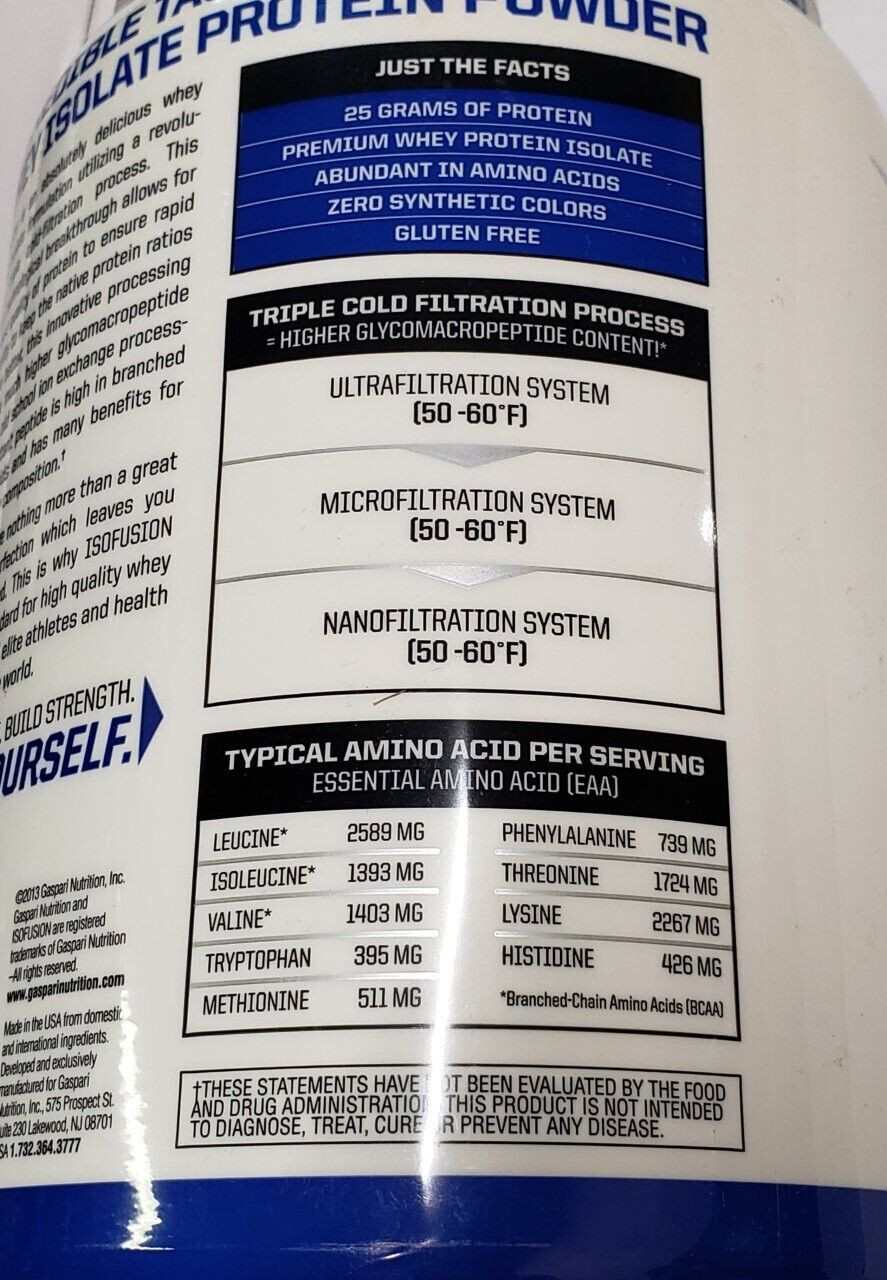 Gaspari Nutrition – ISOFUSION – 1.6 lbs – Milk Chocolate – 23 Servs – Ex 12/2024
